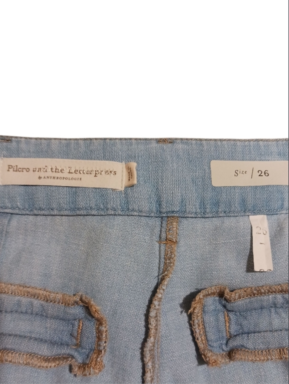 Pilcro Flare Cut Linen Blend Denim Jeans Pants - Picture 9 of 13